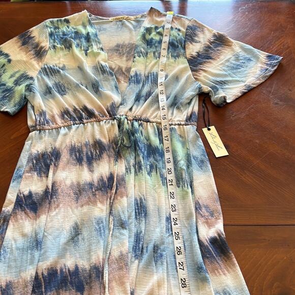 Liberty Love Blue Print Flowing Swimsuit Coverup Woman Size Large Tie Front - Picture 9 of 13